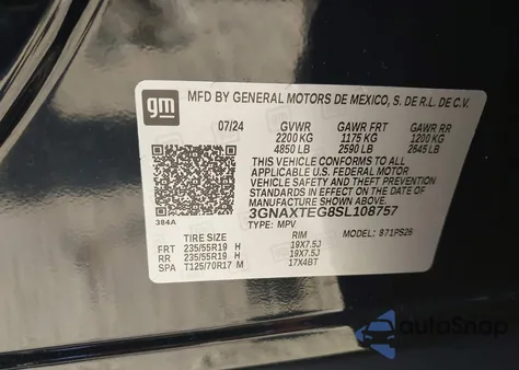 2025 Chevrolet Equinox из США, поврежденный, VIN 36NAXTEG856108757